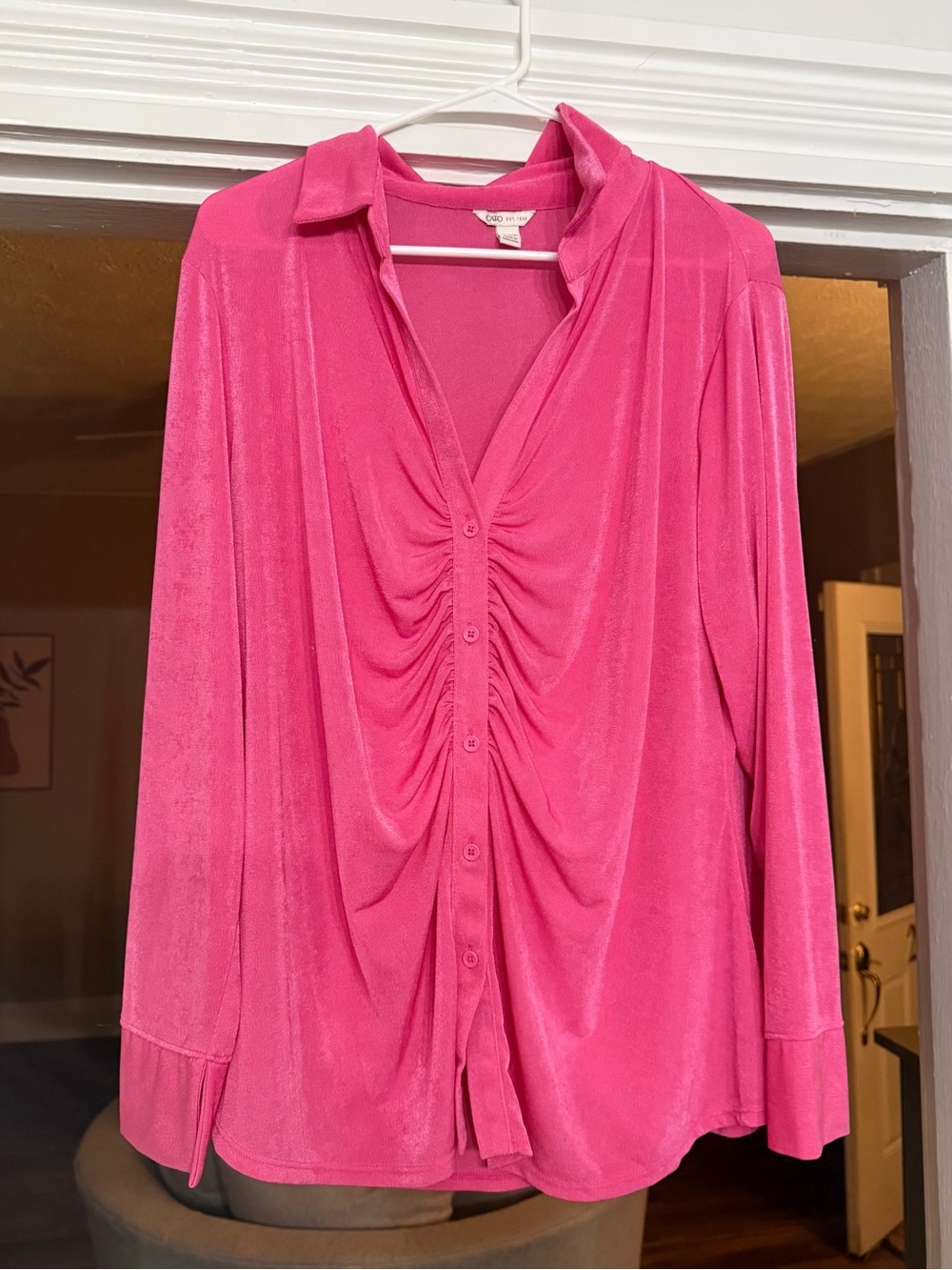 NWOT Cato Pink Ruched Button-Front Blouse - Size 18/20
